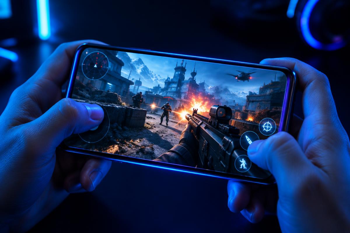 Mobile shooter game on a phone